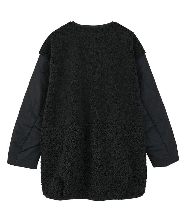 earth music&ecology ボアキルトミドルコート Black