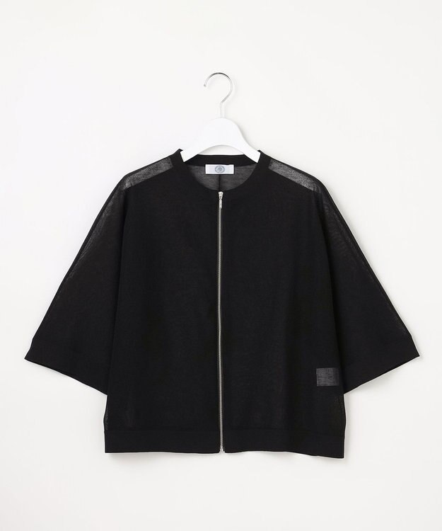 J.PRESS LADIES SHEER LIGHT KNIT ブルゾン ブラック系