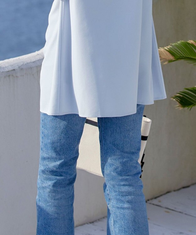 Tiaclasse 【洗える】フレアフレンチチュニックブラウス サックス