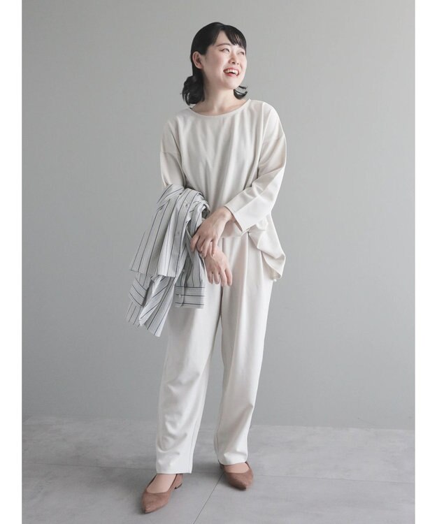 CRAFT STANDARD BOUTIQUE ８分丈ウエストタックオールインワン Ivory