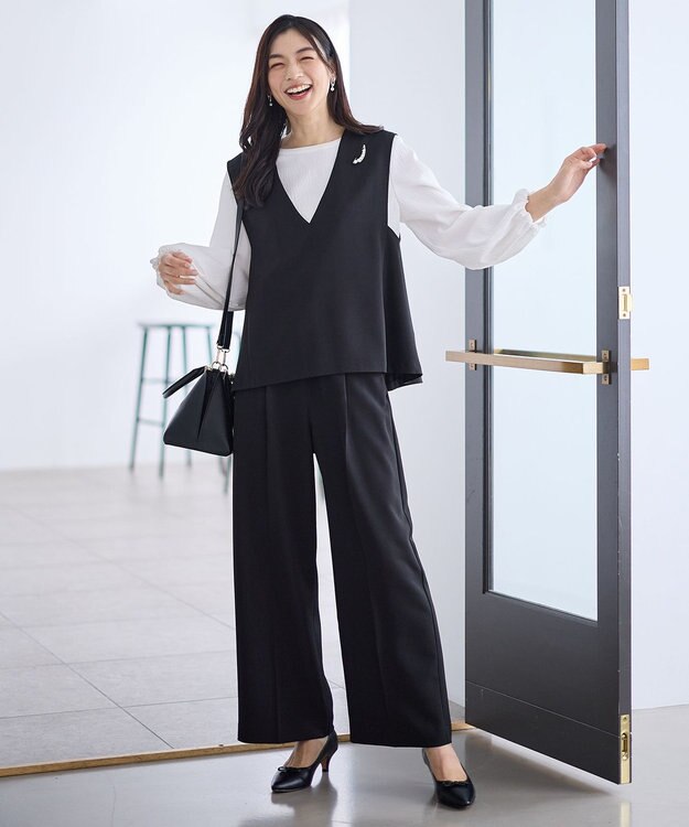 ANY 【2SET】ハンサムジレ×ワイドパンツセット ブラック