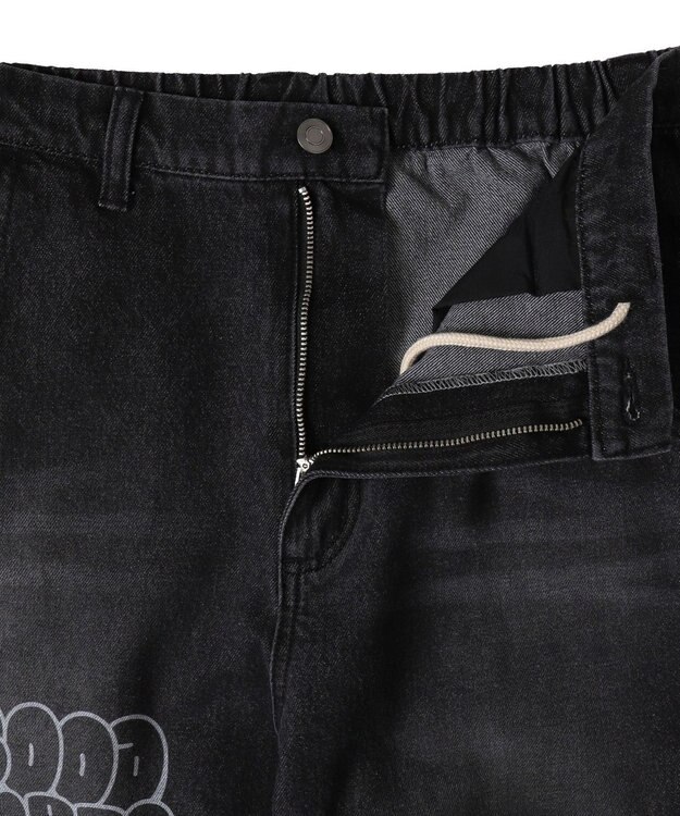 WEGO 【ウエスト紐で調整】イージーペインターグラフィックデニムパンツ 柄2