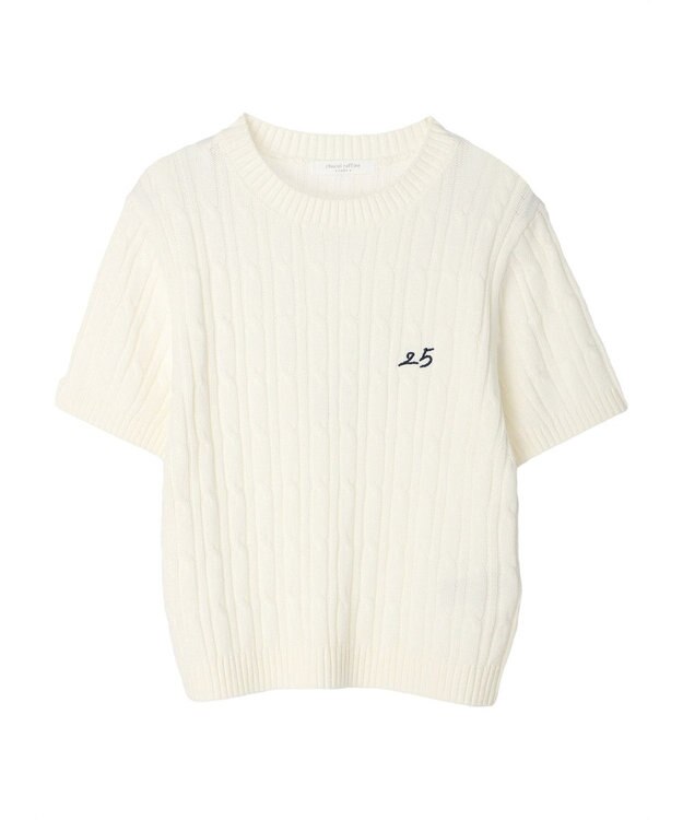 Green Parks ケーブル半袖ニット Off White