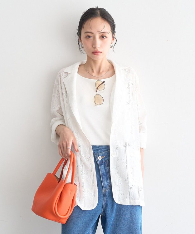 earth music&ecology レースシャツジャケット Ivory