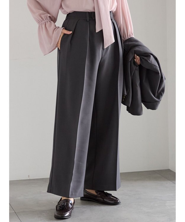 Te chichi ワイドスラックス(セットアップ可)《2025Autumn catalog vol.2 item》 チャコールグレー