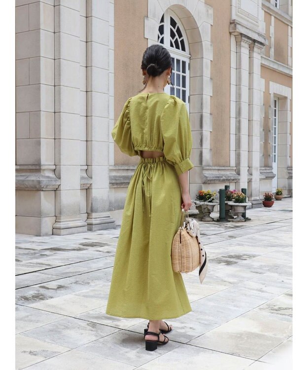 Green Parks AnriettMusee バックカットワークワンピース Lime Green