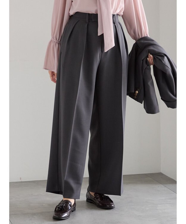 Te chichi ワイドスラックス(セットアップ可)《2025Autumn catalog vol.2 item》 チャコールグレー