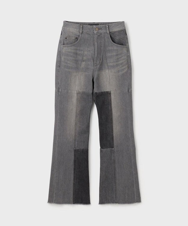 GRACE CONTINENTAL パッチワークデニムパンツ グレー