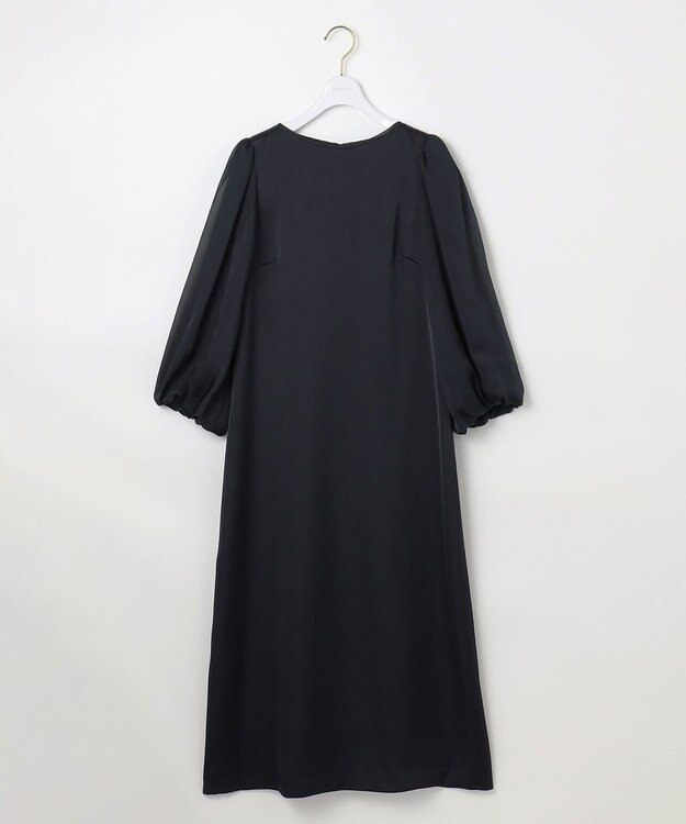 ANY SIS 【洗える】シフォンスリーブサック ドレス ネイビー