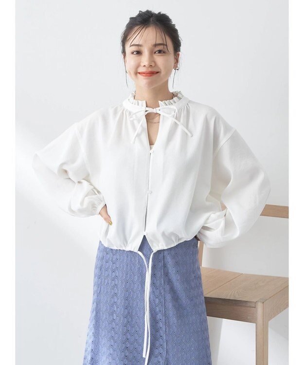earth music&ecology カフタンフリルブラウス Off White