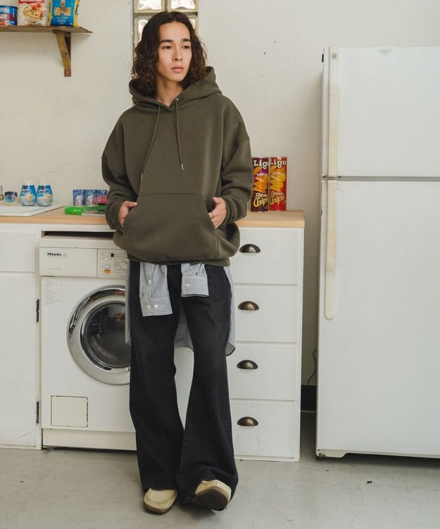 WEGO 【ユニセックス着用ITEM/MLXLサイズ展開/新色追加/裏起毛】スウェットプルパーカー カーキ