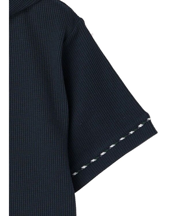 Green Parks チェックポイントワッフルプルオーバー Navy