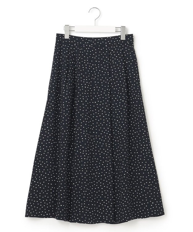 23区 【セットアップ対応/洗える】バックサテンアムンゼン ドットプリント スカート ネイビー×ホワイトドット