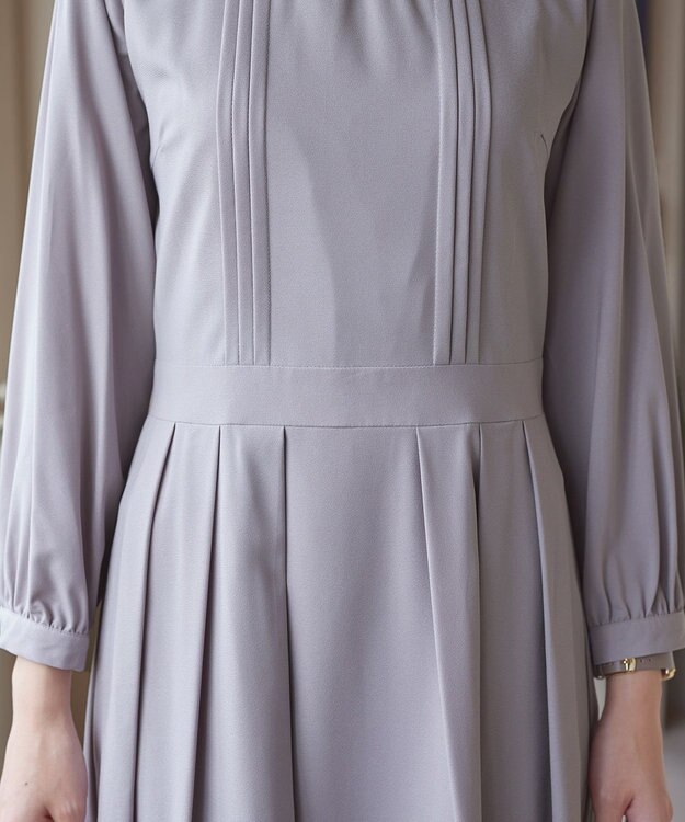 Tiaclasse 【洗える】ハイネックピンタックワンピース グレー