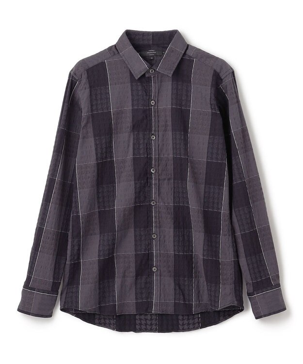JOSEPH HOMME オーバーチェックジャガードストレッチ　レギュラーカラーシャツ グレー系3