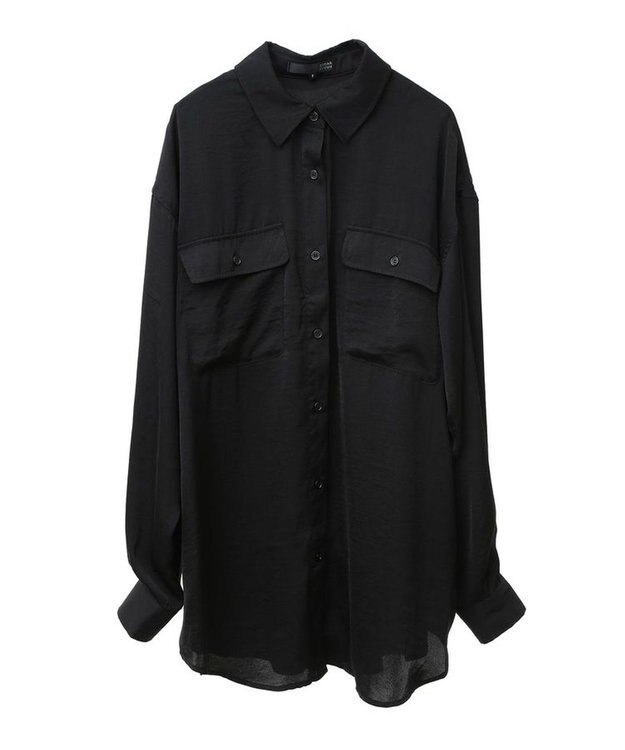 Green Parks ・ＳＵＧＡＲ　ＳＰＯＯＮ　サテンオーバーシャツチュニック Black
