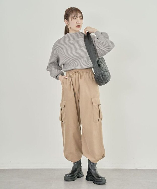 Green Parks ・ｓｗｉｎｇ　ｂｙ　ボトルネックカラーニット Gray Mixture