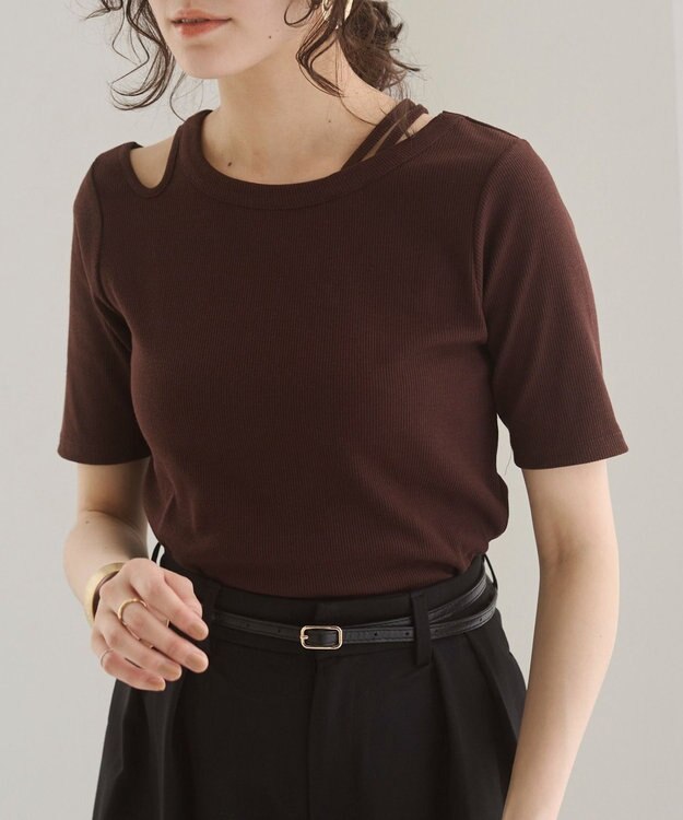 WEGO 【ANGIE VINTAGE】アシンメトリーカットアウトトップス ブラウン