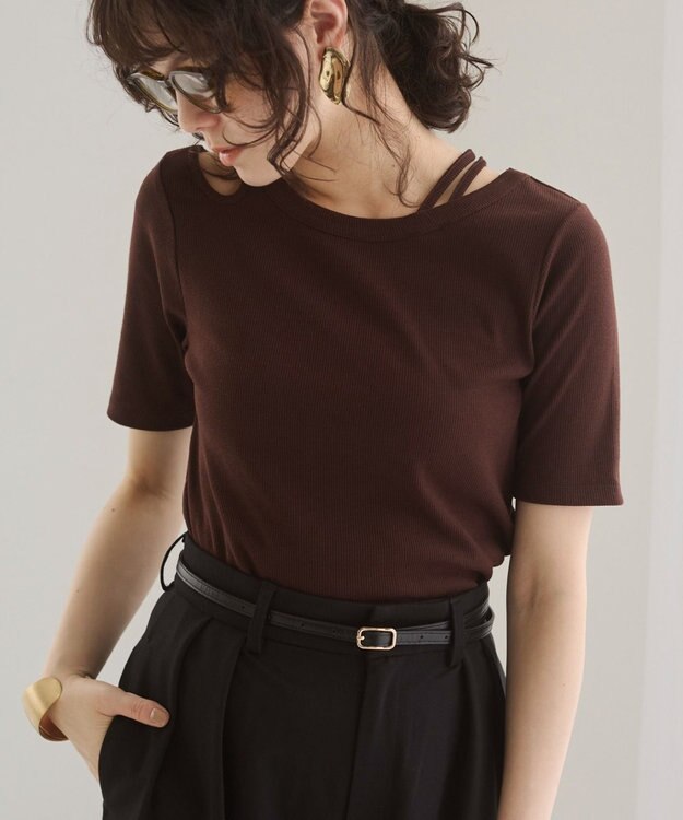 WEGO 【ANGIE VINTAGE】アシンメトリーカットアウトトップス ブラウン