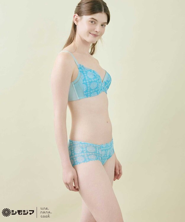 une nana cool MADE WITH シモジマ さあわたし レース 脇高ブラジャー サックスブルー