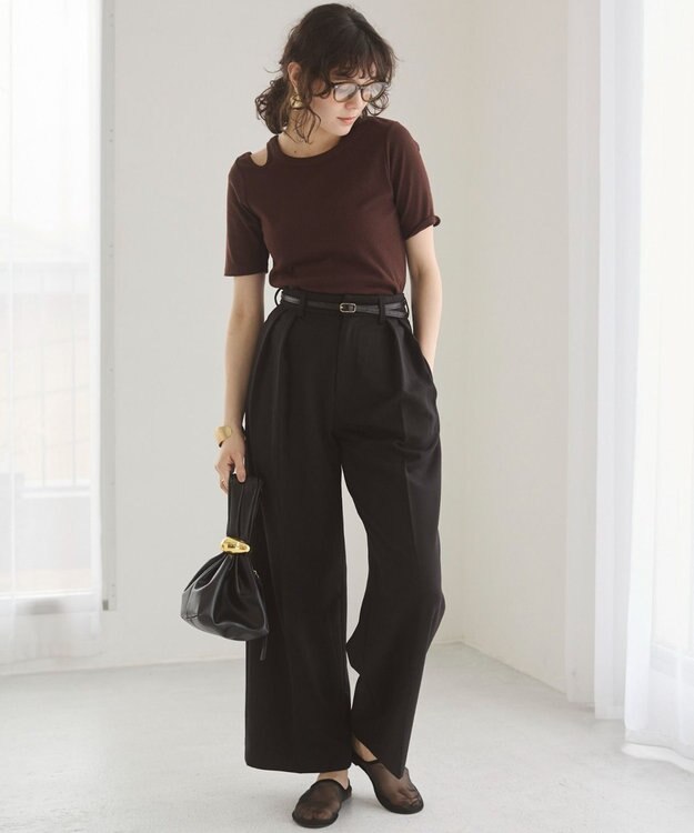 WEGO 【ANGIE VINTAGE】アシンメトリーカットアウトトップス ブラウン