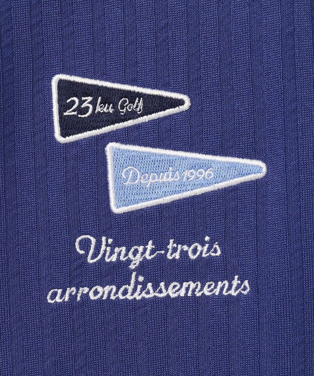 23区GOLF 【MEN】【吸水速乾/UVカット】サッカージャージーポロシャツ ダルブルー系