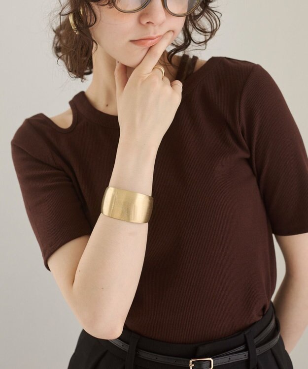 WEGO 【ANGIE VINTAGE】アシンメトリーカットアウトトップス ブラウン