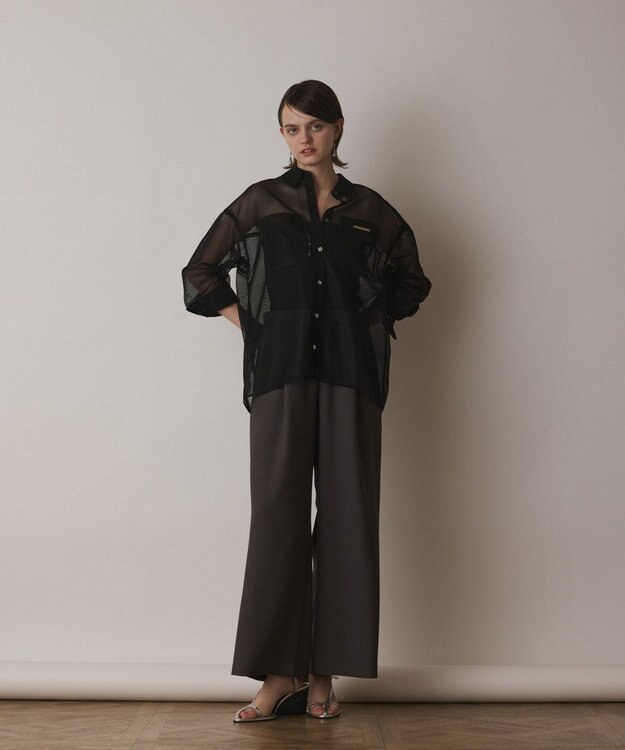 GRACE CONTINENTAL メッシュオーバーシャツ ブラック