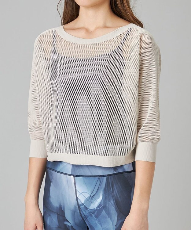 Chacott Chacott BALANCE【ノーソイングニット】７分袖メッシュニットＴシャツ グレージュ