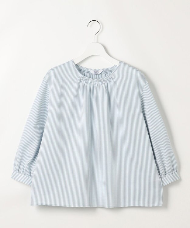 J.PRESS LADIES ストライプジャカード ラウンドネック カットソー アクアストライプ系