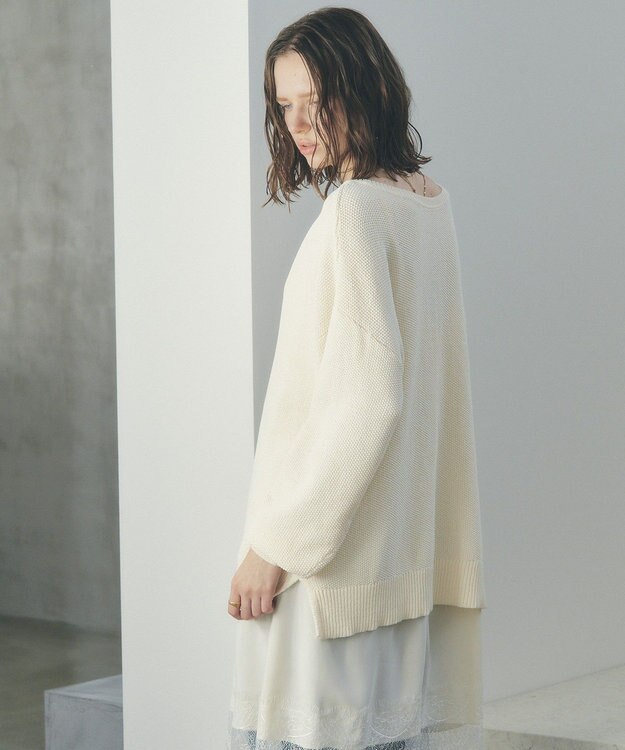 YECCA VECCA 2wayヘンリーネックルーズニット Ivory