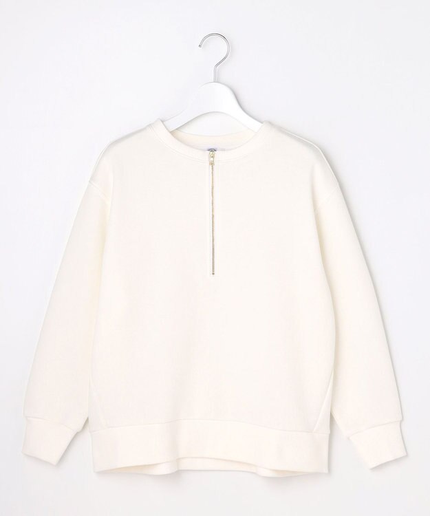 J.PRESS LADIES L 裏毛 ハーフジップ プルオーバー オフ系