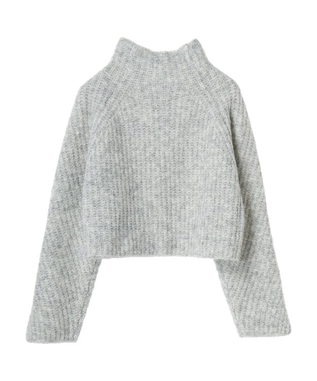 earth music&ecology フワフワＭＩＸハイネックショートニット Light Gray