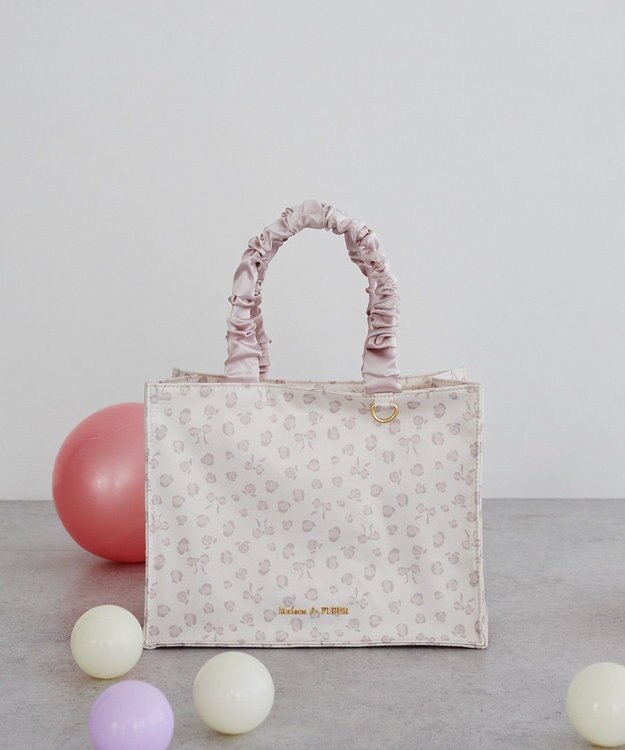 Maison de FLEUR リボンレオパードギャザーハンドルスクエアトート Light Beige