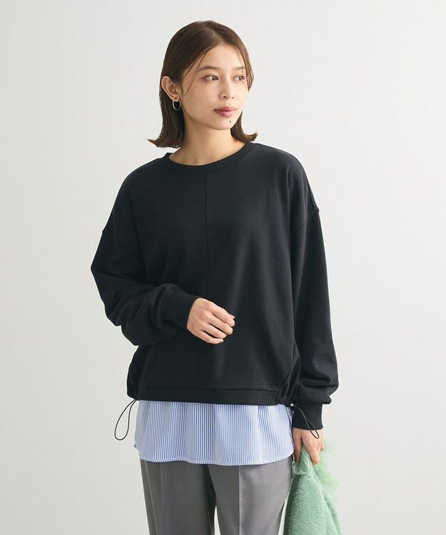 Green Parks ドロストミニ裏毛プルオーバー Black