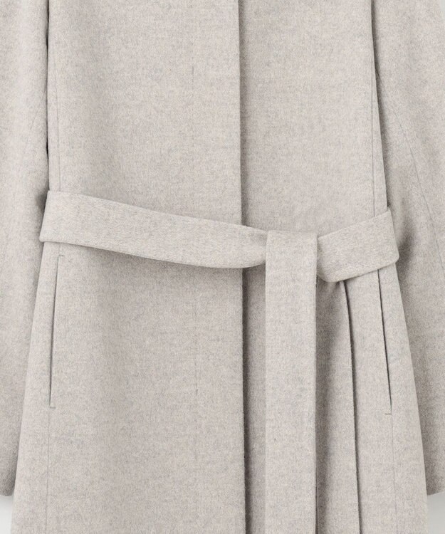 自由区 S シャルムビーバーノーカラーロング コート グレージュ