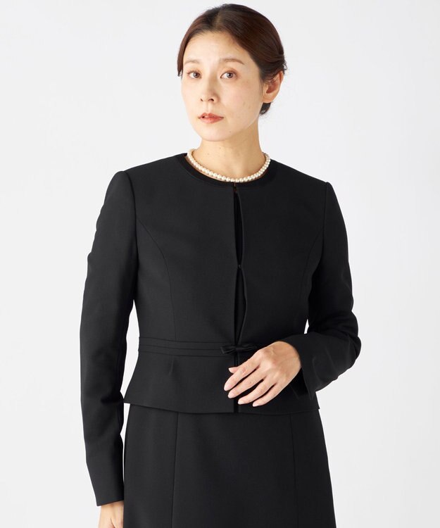 組曲 NOIR 【洗える】ウォッシャブルストレッチバーズアイ　ジャケット＋ワンピース ブラック系