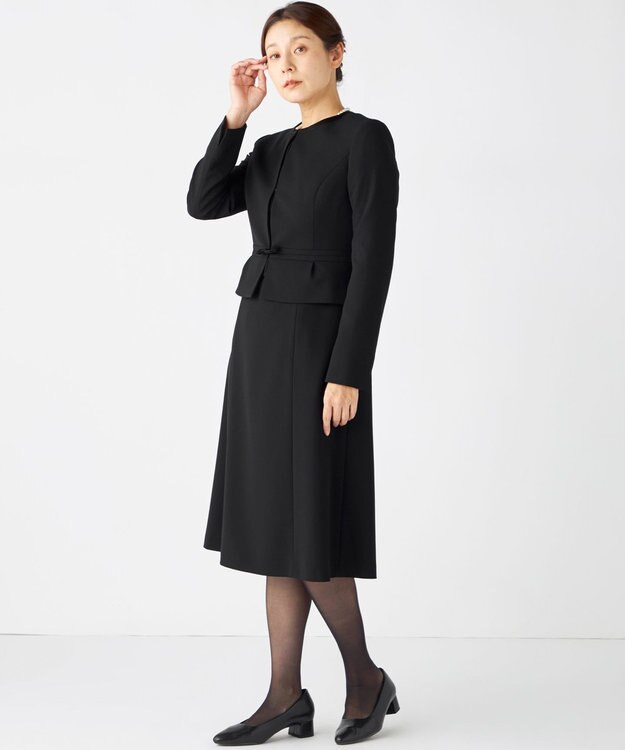 組曲 NOIR 【洗える】ウォッシャブルストレッチバーズアイ　ジャケット＋ワンピース ブラック系