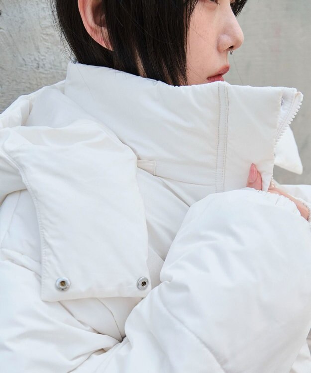 WEGO 【25年秋冬新作/SMサイズ展開】2WAYフードパファーブルゾン ホワイトアイボリー