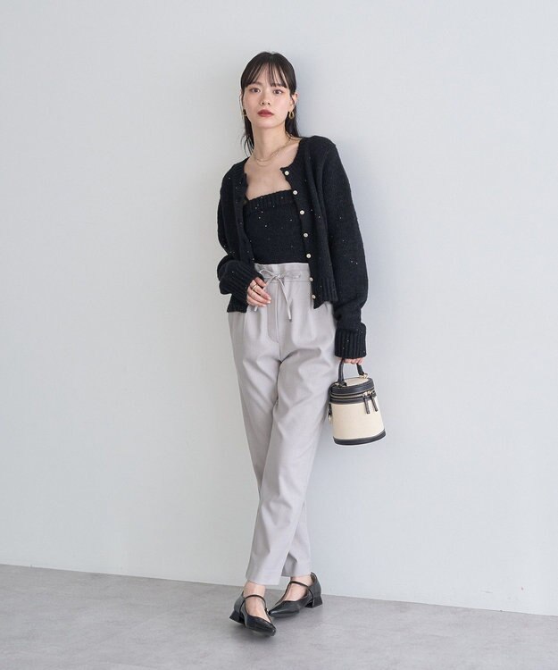 earth music&ecology ＴＲテーパードパンツ Gray Beige