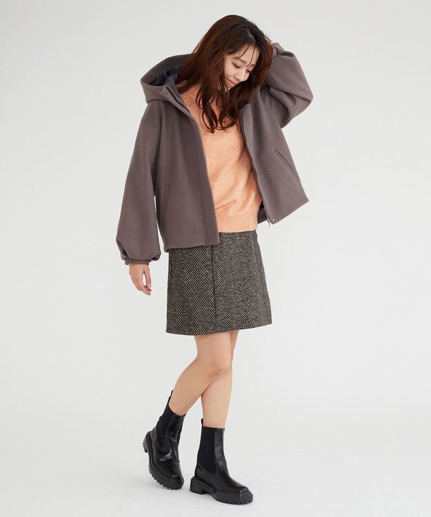 Feroux 【洗える】クルーネックニット プルオーバー ライトオレンジ系