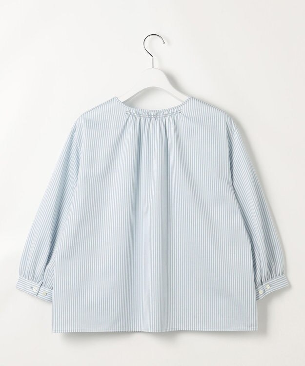 J.PRESS LADIES ストライプジャカード ラウンドネック カットソー アクアストライプ系