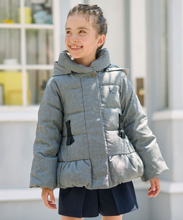 組曲 KIDS 【150-170cm】ウールライク ダウンコート ライトグレー系