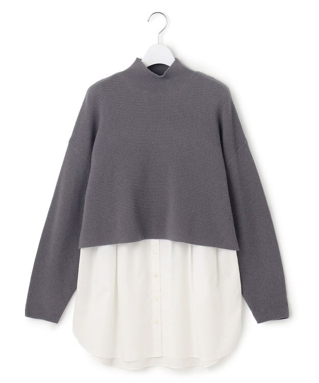 23区 S 【洗える】レイヤードコンビ ニット グレー系