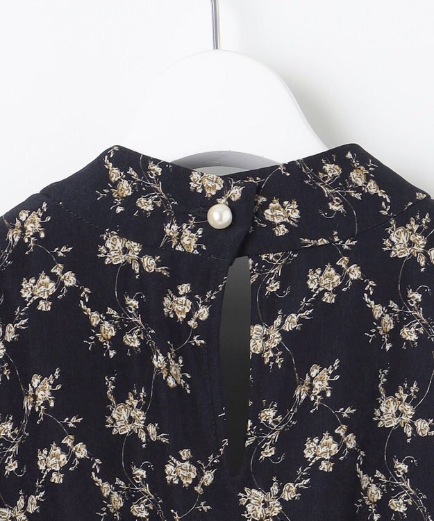 Feroux 【洗える】フラワープリント クラシカル ワンピース ネイビー系1