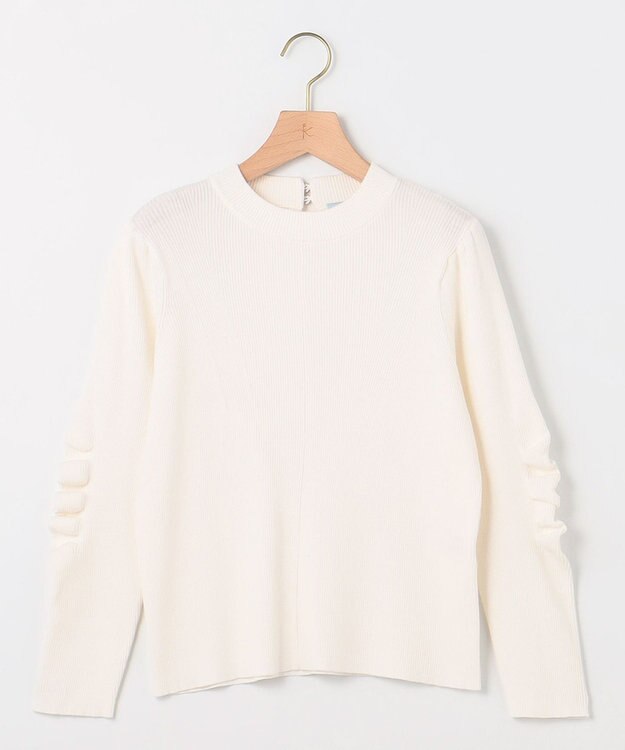 組曲 L Elena フリルスリーブ ニットプルオーバー パールホワイト系