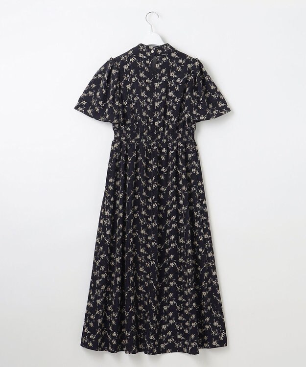 Feroux 【洗える】フラワープリント クラシカル ワンピース ネイビー系1