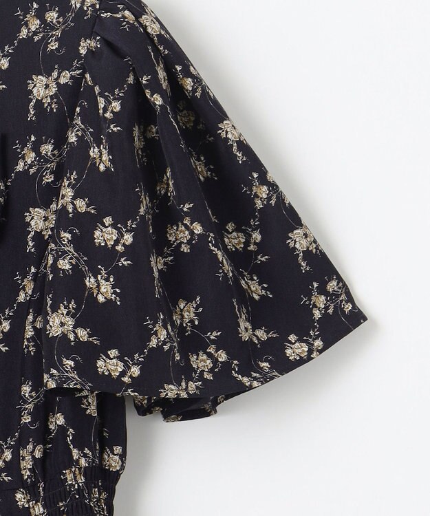 Feroux 【洗える】フラワープリント クラシカル ワンピース ネイビー系1