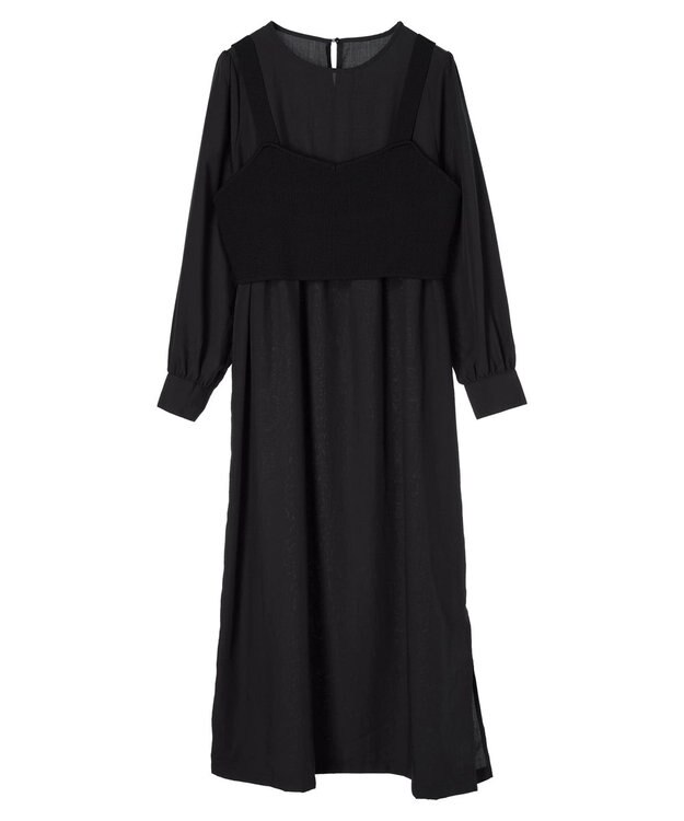 Green Parks Ｂ．ＳＥＴ２点ニットジレ＋ワンピース Black