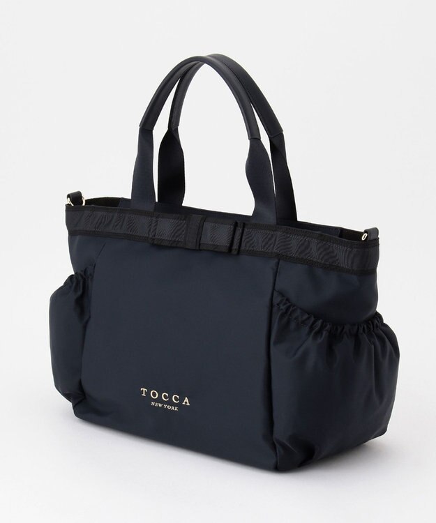 TOCCA DUAL RIBBON NYLON TOTE L トートバッグ L ネイビー系